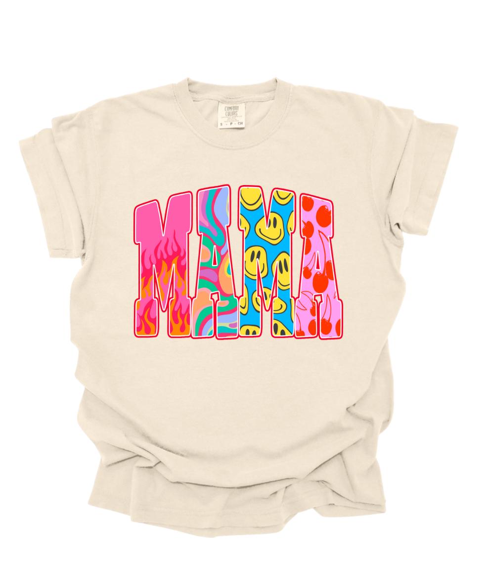 Retro Mama Unisex T-shirt, Vintage Mother Shirt, Fun Bright Tee, Mom Gift Idea, Colorful Graphic Top