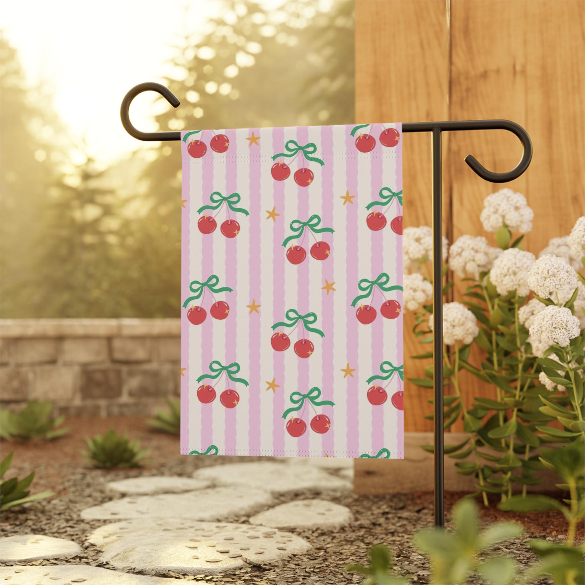 Cherry Garden Flag Outdoor Decor | Summer Yard Flag | Farmhouse Garden Flag | Double Sided Outdoor Flag | Summer Porch Flag