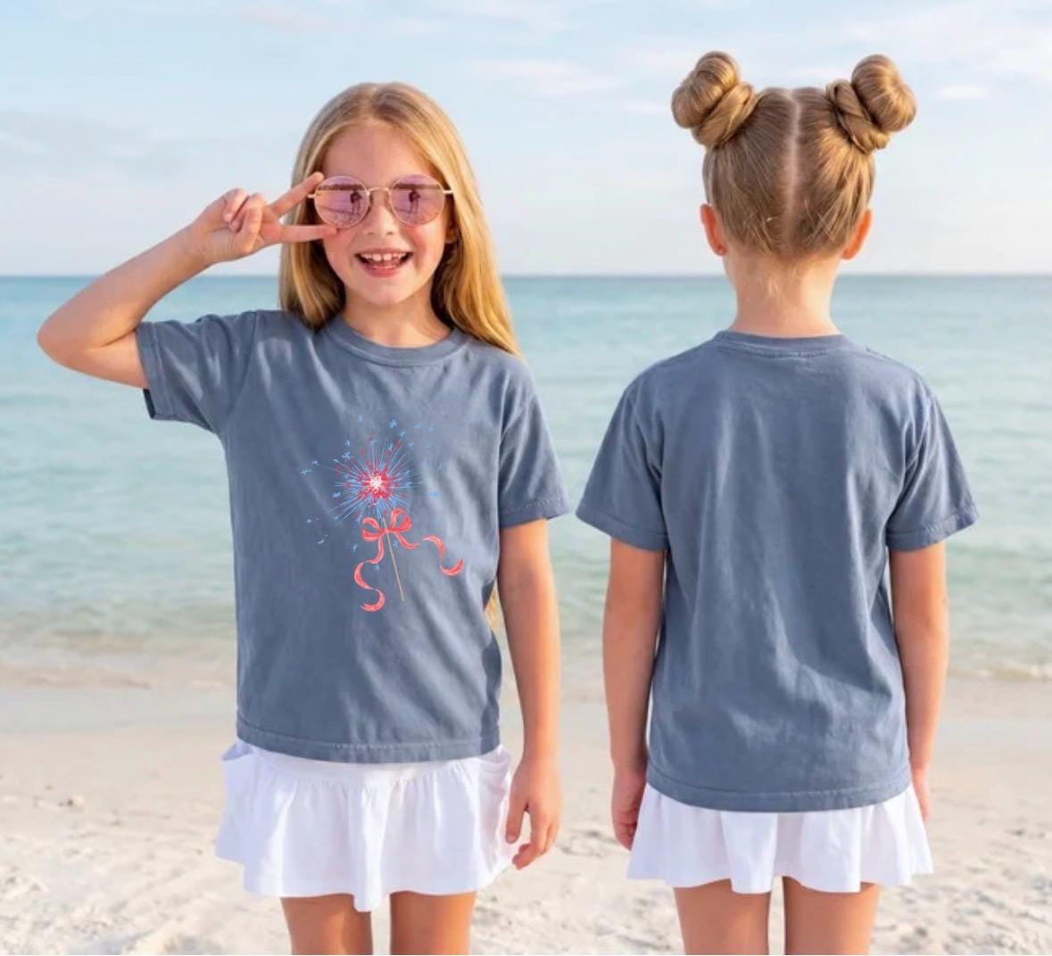 Kids 4th of July Fireworks Shirt, Patriotic Independence Day Tee, Red White Blue Kids Shirt, Fourth of July Outfit, USA Celebration Tee