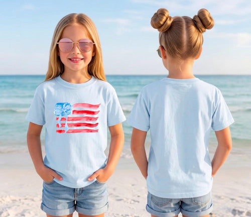 American Flag Fourth of July Youth Tee | Patriotic Kids Shirt