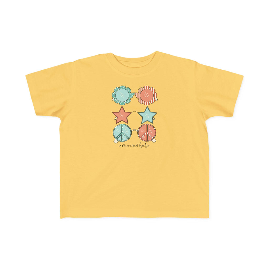 American Babe Toddler Sun Shades Tee | 4th of July Patriotic Shirt
