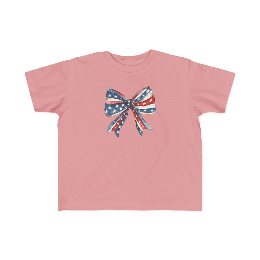 Toddler American Flag Bow Shirt | Fourth of July Toddler Tee | Patriotic Kids Shirt | USA Bow Graphic Tee | Independence Day Outfit Girl
