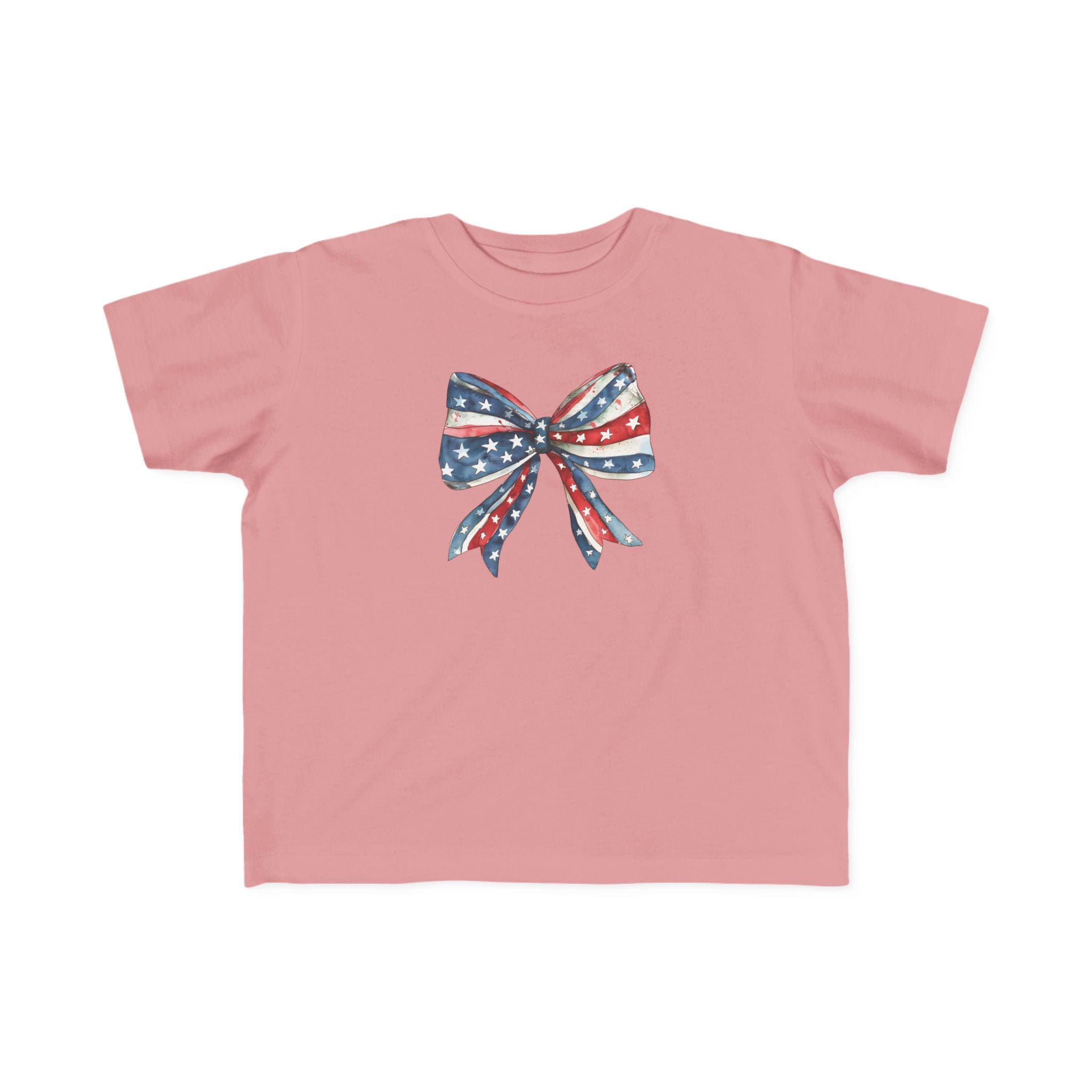 Toddler American Flag Bow Shirt | Fourth of July Toddler Tee | Patriotic Kids Shirt | USA Bow Graphic Tee | Independence Day Outfit Girl