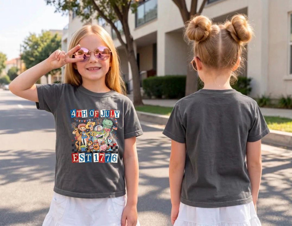 Toy Story Fourth of July Kids Tee | Patriotic Buzz Woody Fireworks