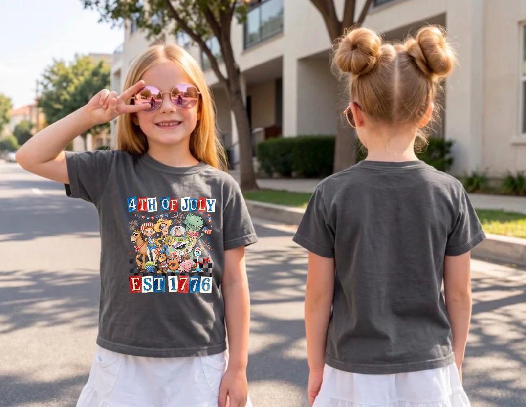 Toy Story Fourth of July Kids Tee | Patriotic Buzz Woody Fireworks