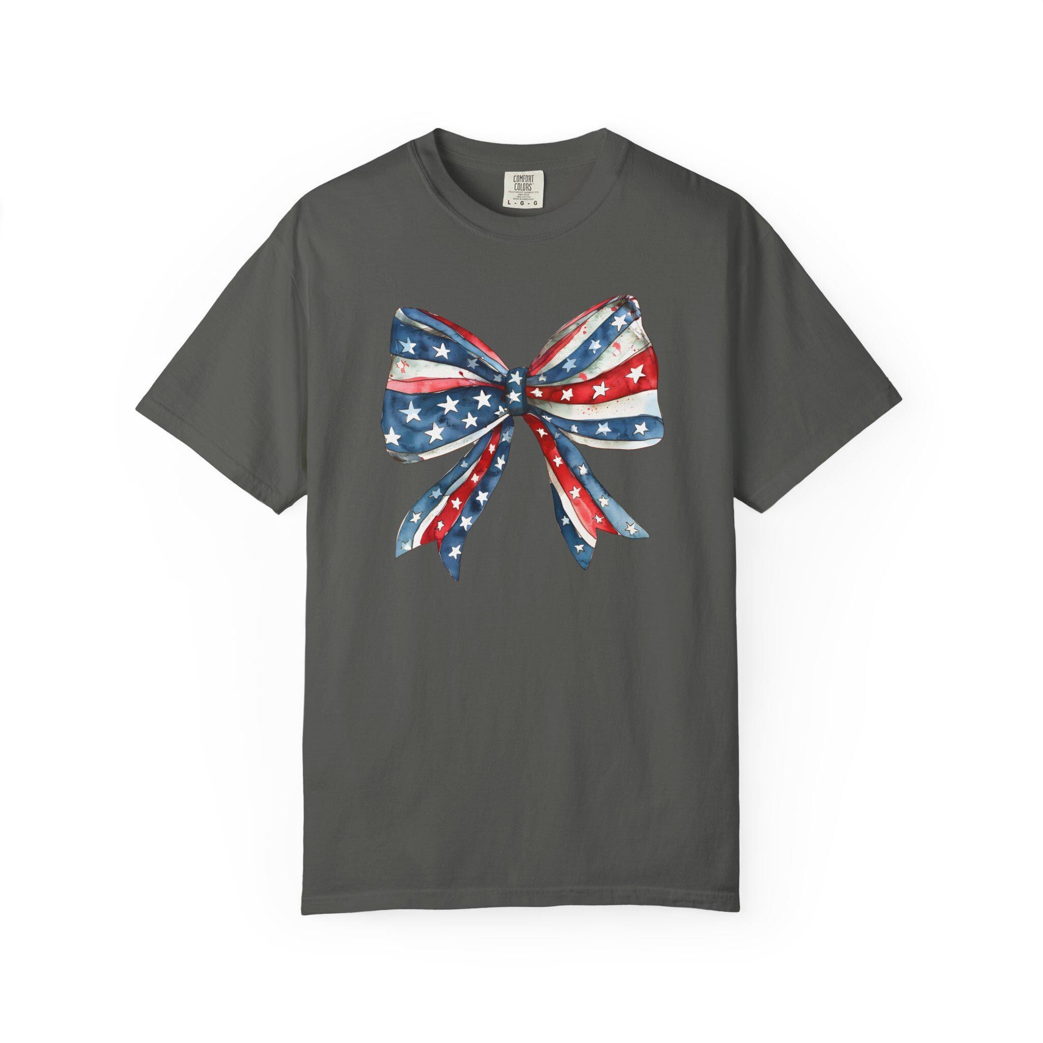 Patriotic Bow Shirt | 4th of July Coquette Tee | Red White Blue Bow T-Shirt | USA Independence Day Shirt | American Girl Summer Tee