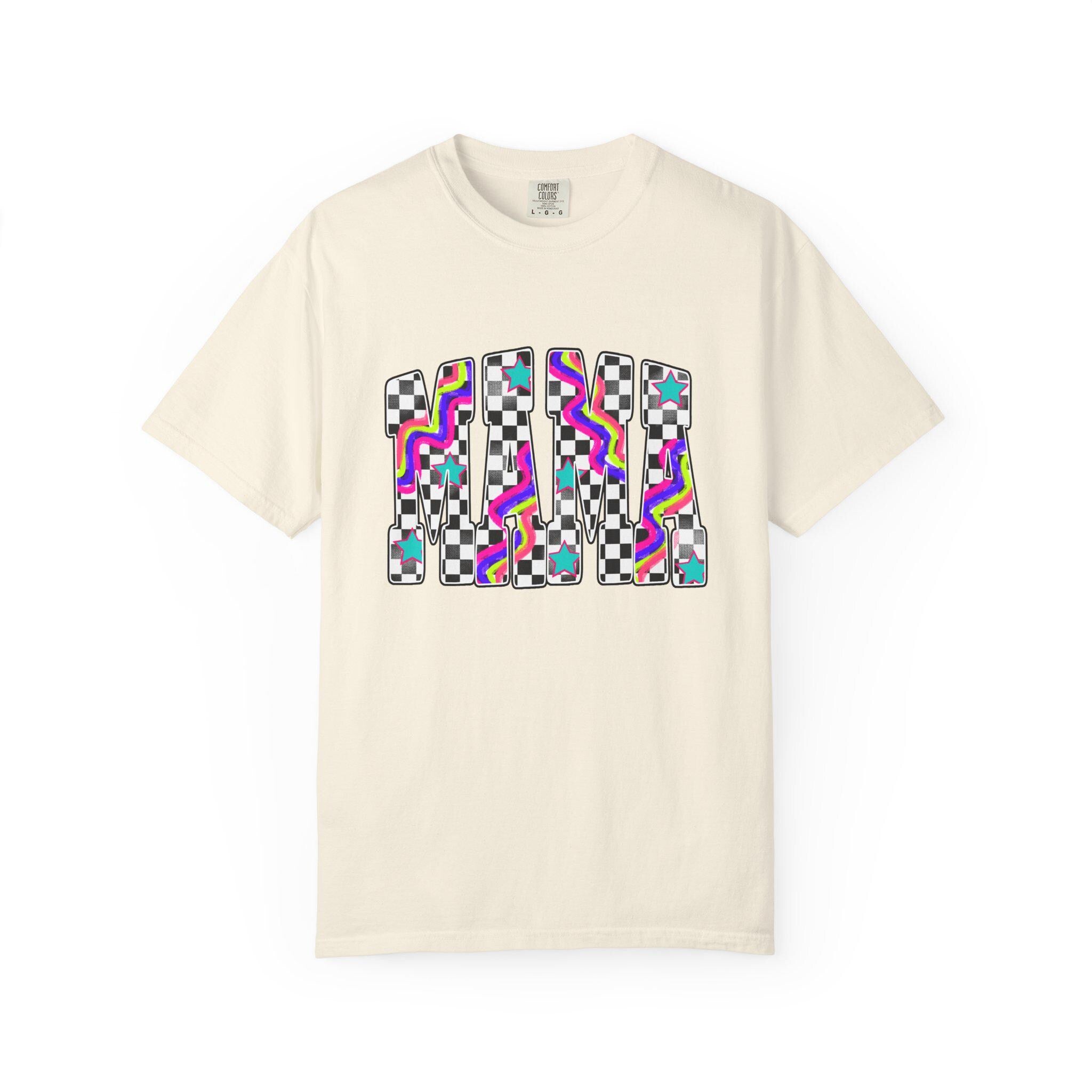 Mama Cute Retro Tee, Bright Comfort Color Shirt, Unisex Garment-Dyed T-shirt for Mom, Vintage Style Tshirt.
