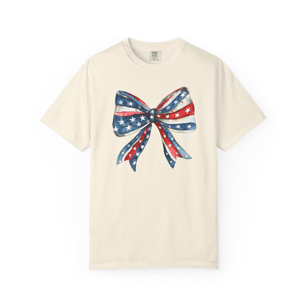 Patriotic Bow Shirt | 4th of July Coquette Tee | Red White Blue Bow T-Shirt | USA Independence Day Shirt | American Girl Summer Tee