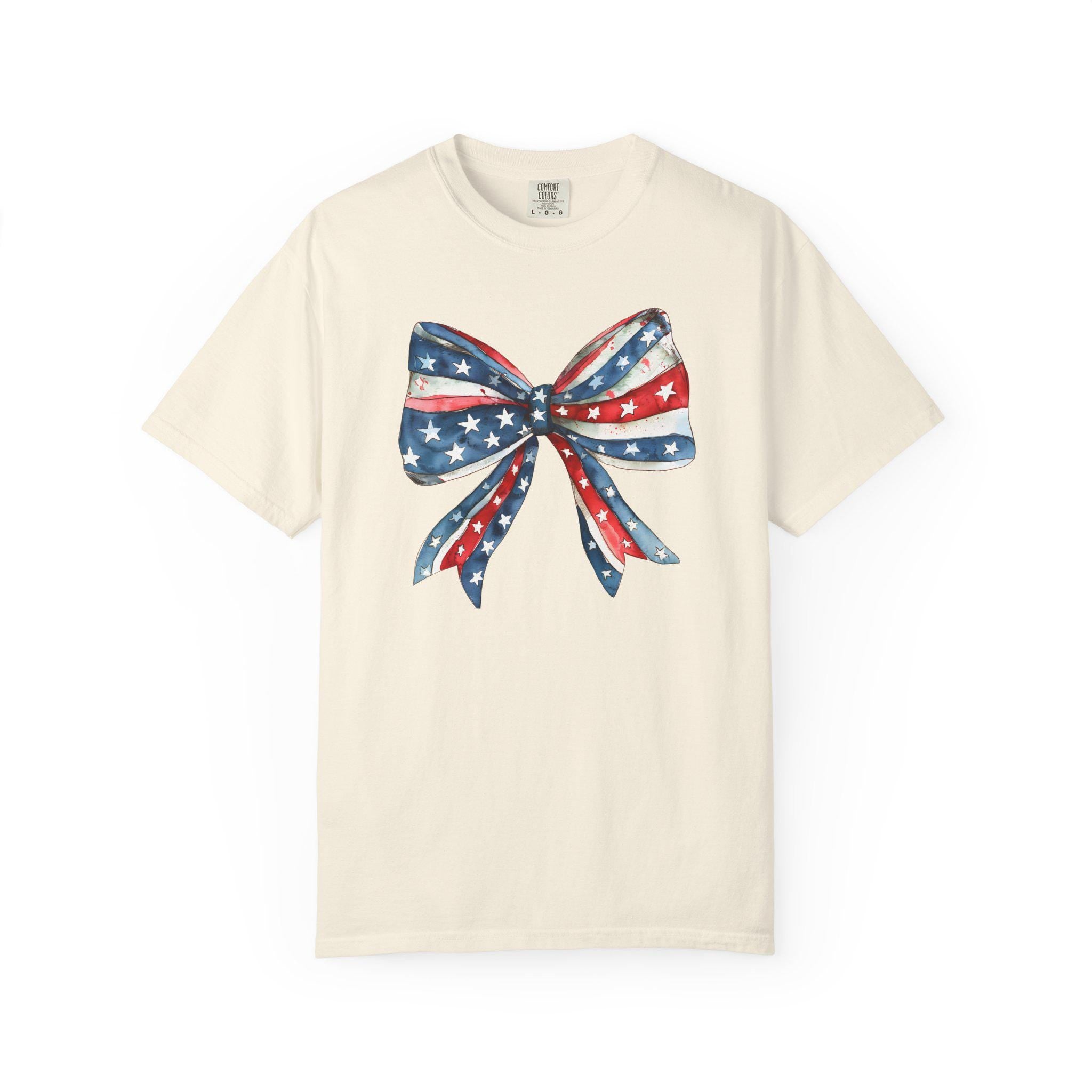 Patriotic Bow Shirt | 4th of July Coquette Tee | Red White Blue Bow T-Shirt | USA Independence Day Shirt | American Girl Summer Tee