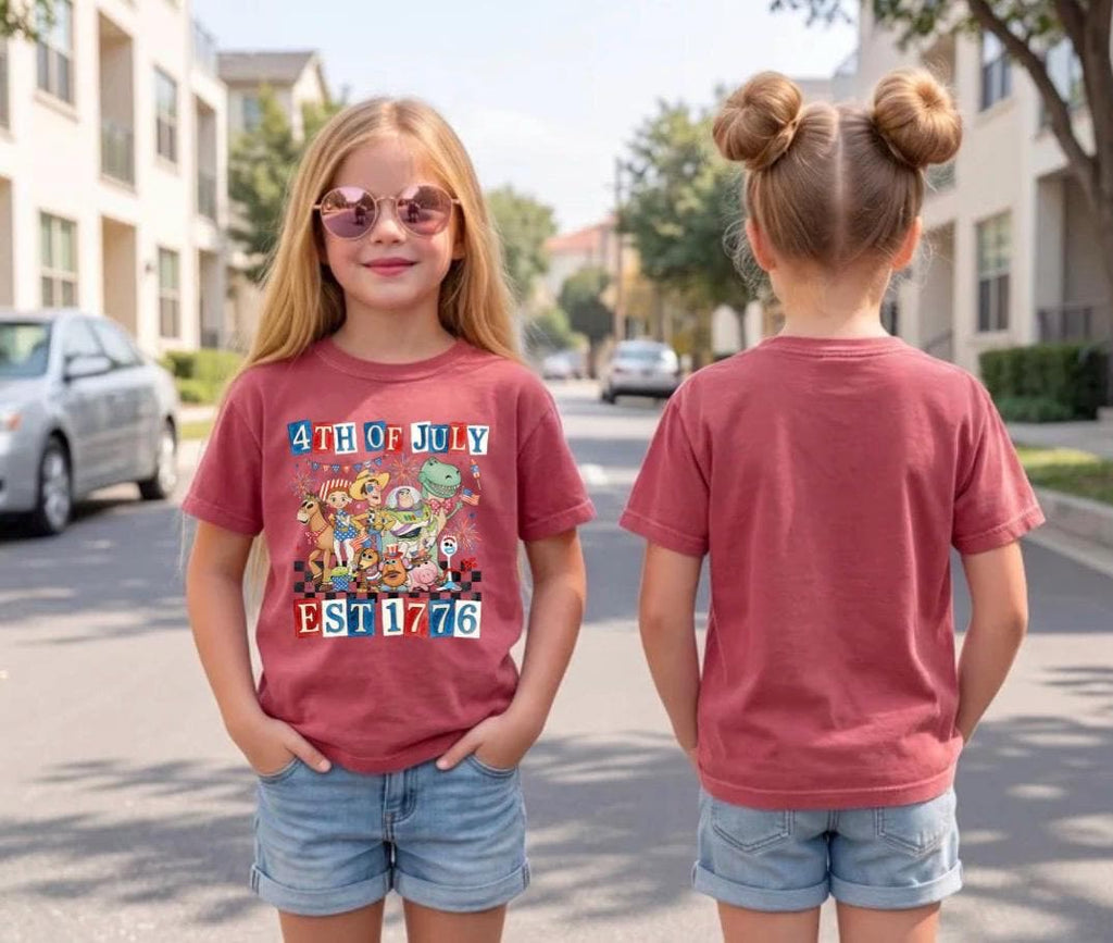 Toy Story Fourth of July Kids Tee | Patriotic Buzz Woody Fireworks