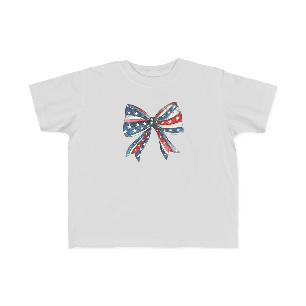 Toddler American Flag Bow Shirt | Fourth of July Toddler Tee | Patriotic Kids Shirt | USA Bow Graphic Tee | Independence Day Outfit Girl