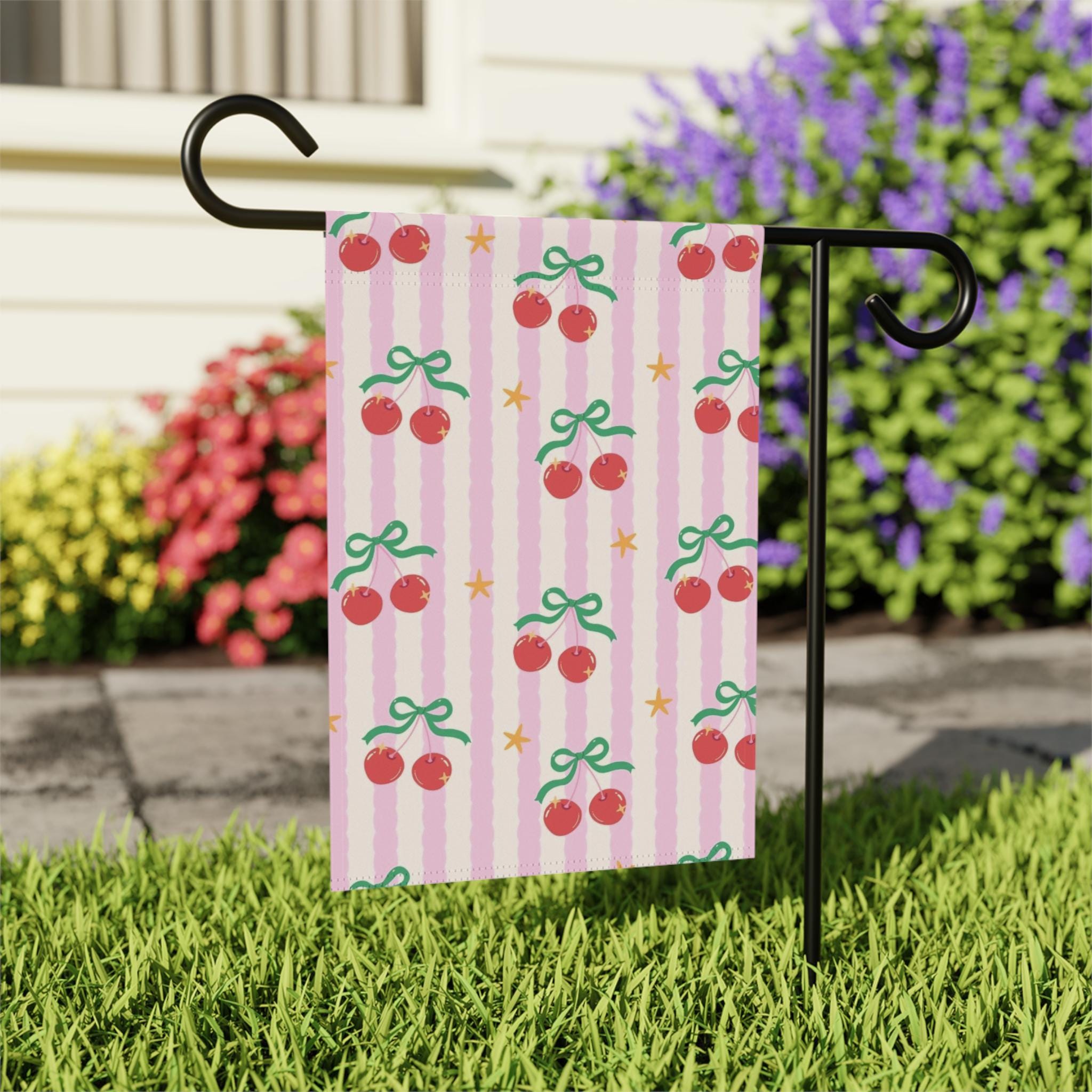Cherry Garden Flag Outdoor Decor | Summer Yard Flag | Farmhouse Garden Flag | Double Sided Outdoor Flag | Summer Porch Flag
