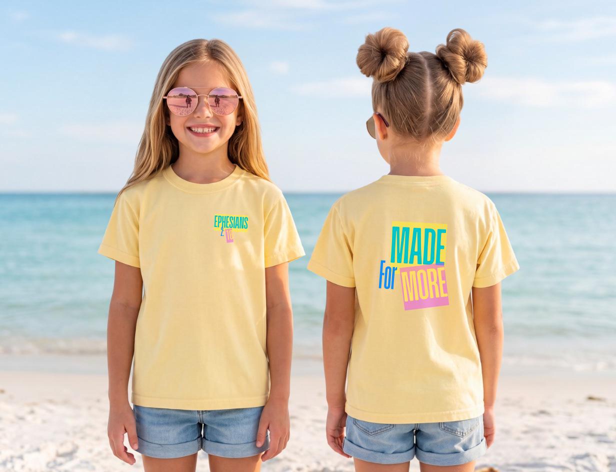 Made for More Kids Faith Shirt Tee | Bright Colorful Youth